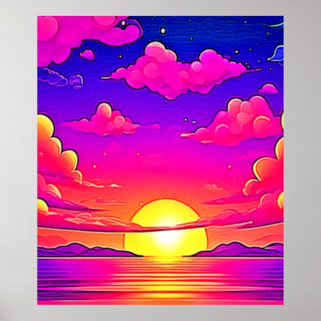 Rosa und Lila Sonnenuntergänge Poster (Vorne)