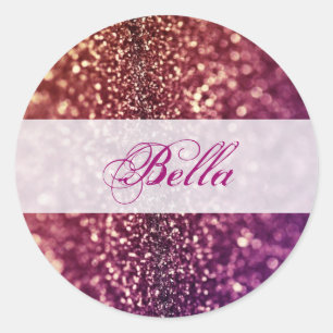 Rosa und Lila Sparkle Diva Glitzer Design Runder Aufkleber