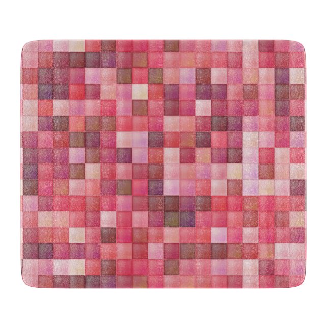 Rosa und Lila Square Mosaik Schneidebrett (Vorderseite)
