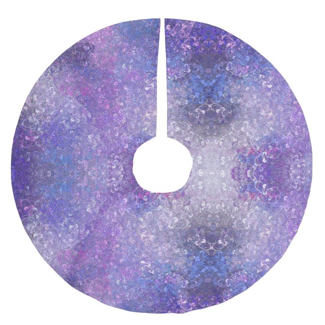 Rosa und lila Strass-Bling  Polyester Weihnachtsbaumdecke (Vorderseite)