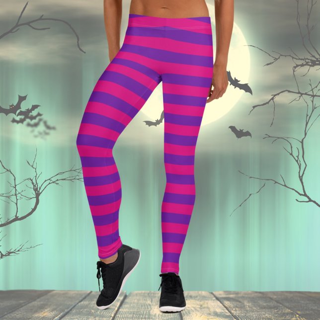 Rosa und Lila Streifen Leggings (Pink and Purple Leggings. Great for Halloween Costume!)