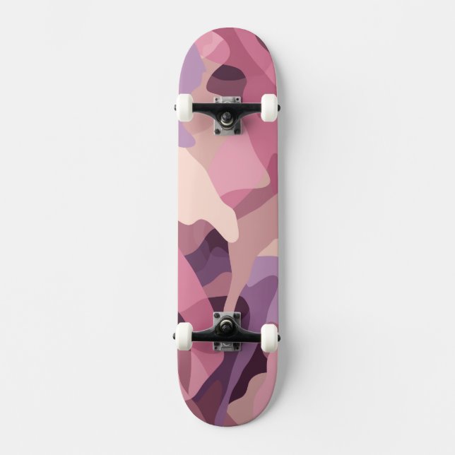 Rosa und lila Tarnmuster Skateboard (Vorderseite)