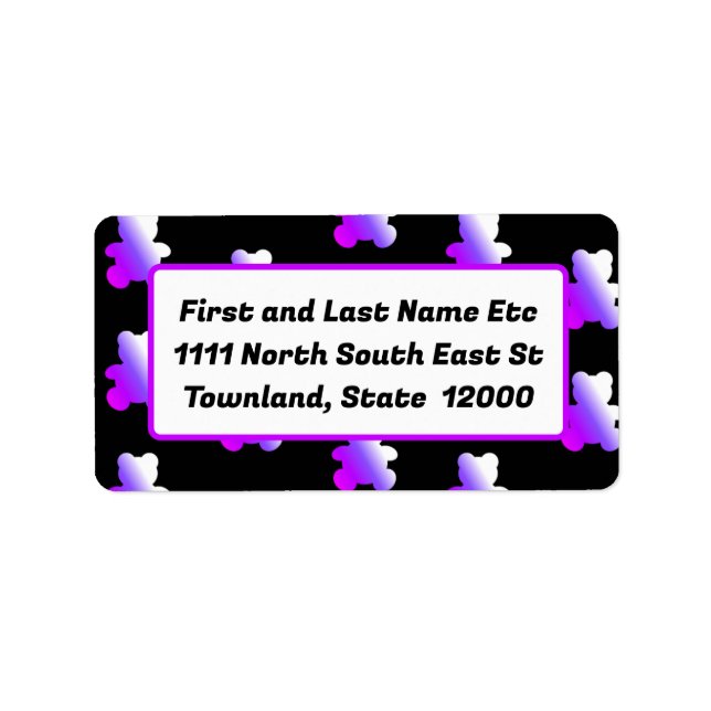 Rosa und Lila Teddybär Gradient Adressaufkleber (Vorne)