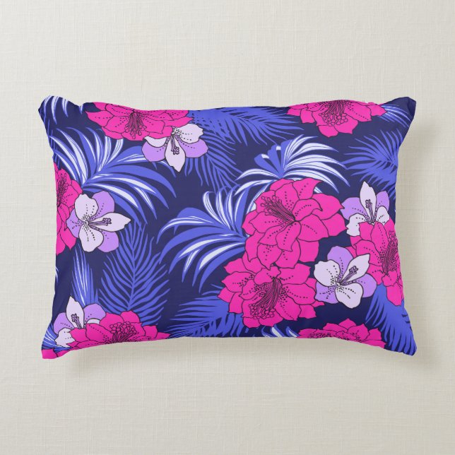 Rosa und Lila tropisch - Ein helles Design für Hib Dekokissen (Vorderseite)