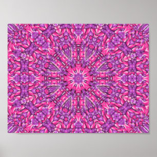 Rosa und Lila Vintages Fraktal Kaleidoskop Poster