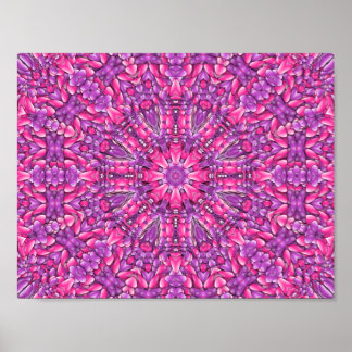 Rosa und Lila Vintages Fraktal Kaleidoskop Poster