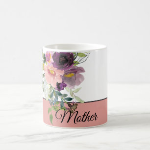 Rosa und lila Wasserfarbe floral anpassbar  Kaffeetasse
