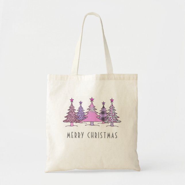 Rosa und Lila Weihnachtsbäume Tote Tasche (Vorne)