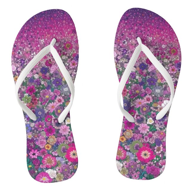 Rosa und Lila Wildblumen Flip Flops (Fußbett)