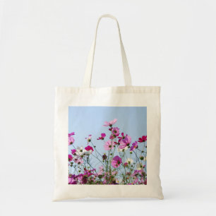 Rosa und lila wilde Blumenwiese Tragetasche