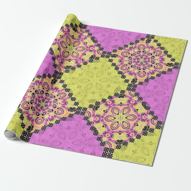Rosa und Limon , Patchwork Geschenkpapier (Ungerollt)