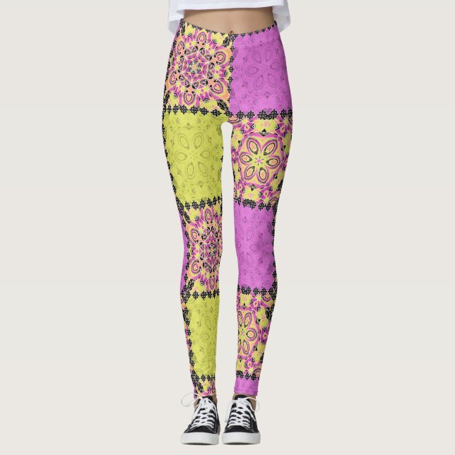 Rosa und Limon , Patchwork Leggings (Vorderseite)