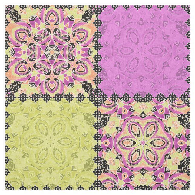Rosa und Limon , Patchwork Stoff (Muster)