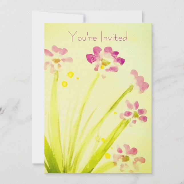 Rosa und Limone Blüten Einladung (Vorderseite)