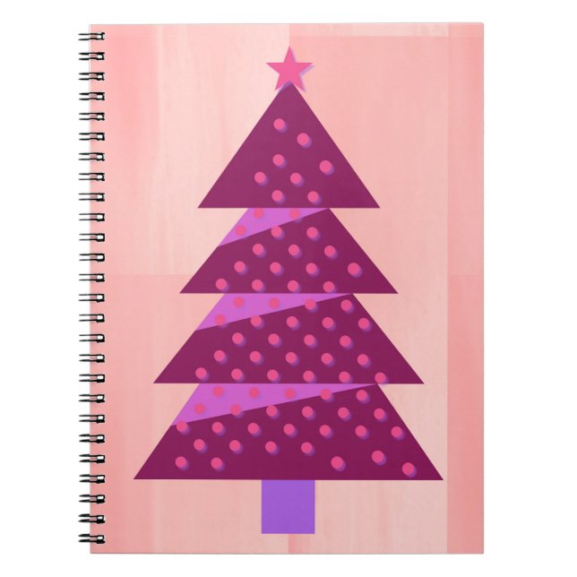 Rosa und Magenta Christmas Tree Art Journal Notizblock (Vorderseite)