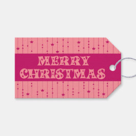 Rosa und Magenta helle Sterne Frohe Weihnachten Geschenkanhänger