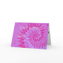 Rosa und Magenta Tie Dye 60. Geburtstagskarte
