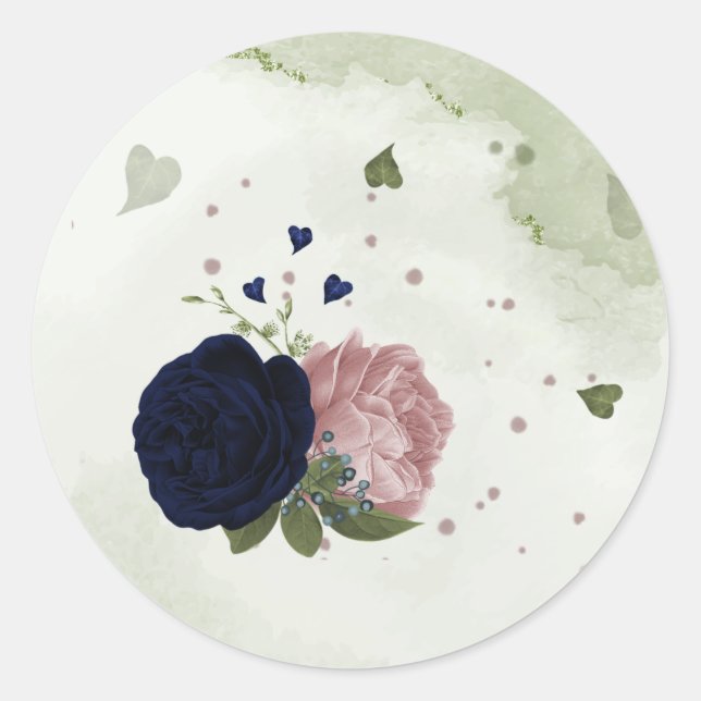 Rosa- und Marinebarten Runder Aufkleber (Vorderseite)