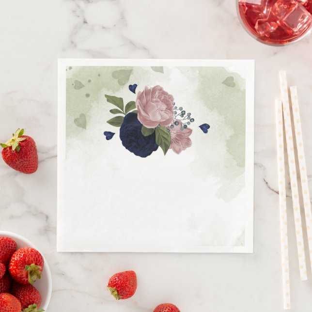 Rosa- und Marinebarten Serviette (Beispiel)