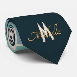 rosa und marineblau Streifen-Muster monogramiert Krawatte