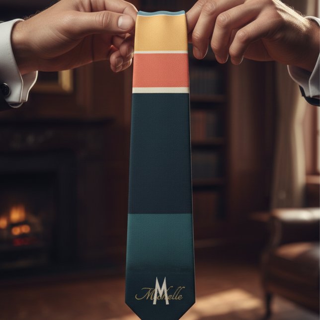 rosa und marineblau Streifen-Muster monogramiert Krawatte (Von Creator hochgeladen)