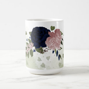Rosa und marineblaue Blumen Kaffeetasse