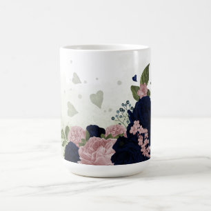 Rosa und marineblaue Blumen Kaffeetasse
