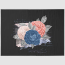 Rosa und Marineblaue Florale Ephemera-Serie Design