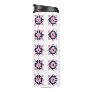 Rosa und marineblaue geometrische Blumenskizzen Thermosbecher
