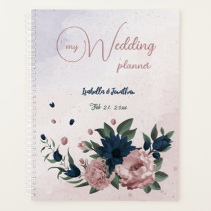 Rosa- und Marinehochzeit Blume Planer