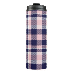 Rosa und Marineinfanterie Kariert, kariert, nahtlo Thermosbecher