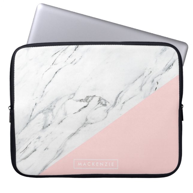 Rosa und Marmor Laptopschutzhülle (Vorderseite)