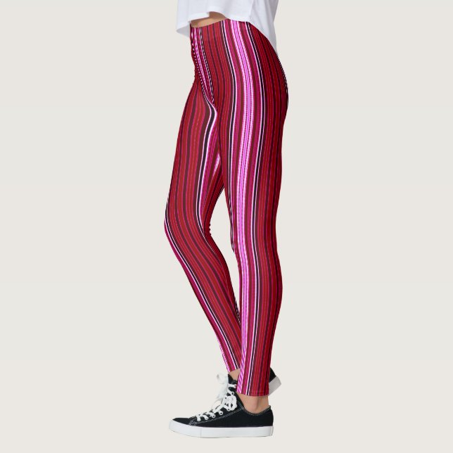 Rosa und Maroon Stripes Leggings (Links)