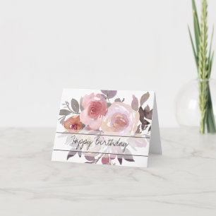 Rosa und mauve Aquarell-Blumen-Geburtstagskarte Karte