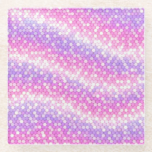 Rosa und Mauve Pailletten Bling Glasuntersetzer