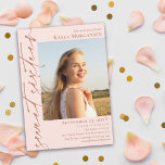 Rosa und Messingkalligrafie Foto Sweet 16 Einladung<br><div class="desc">Blush pink süß 16 Einladung mit geblasenem Text personalisiert mit einem Foto. Einfach keine Aufregung 16 . Geburtstag Einladung mit einem hellrosa Hintergrund. Laden Sie Ihre Freunde zu Ihrem süßen 16 Party mit dieser rot-rosa und Messing-Party Einladung personalisiert mit einem Foto der süßen 16.</div>