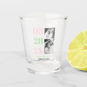 Rosa und Minzgrün, zwei Fotos Save the Date Schnapsglas