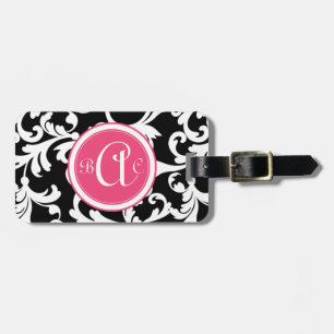 Rosa und Mit Monogramm schwarze Damaskus Gepäckanhänger