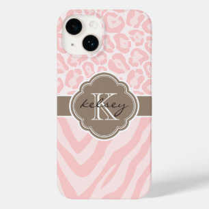 Rosa und Mocha Animal Print Monogram Case-Mate iPhone Hülle