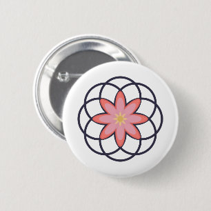 Rosa und narbenblaue Blume Button
