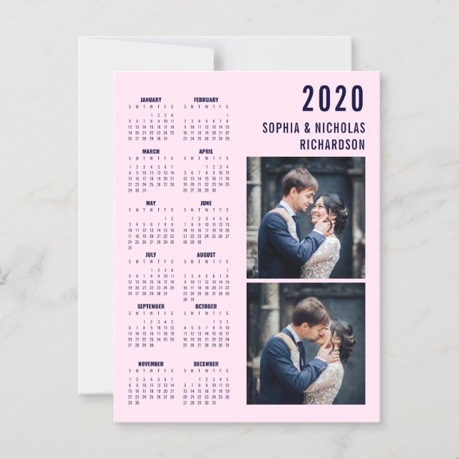 Rosa und Navy Blue Two Foto 2020 Calendar Magnet (Vorderseite)