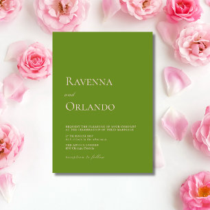 Rosa und Olivgrün Minimalistische Moderne Hochzeit Einladung