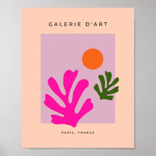 Rosa und orange Abstrakte Blätter schneiden Outs Poster