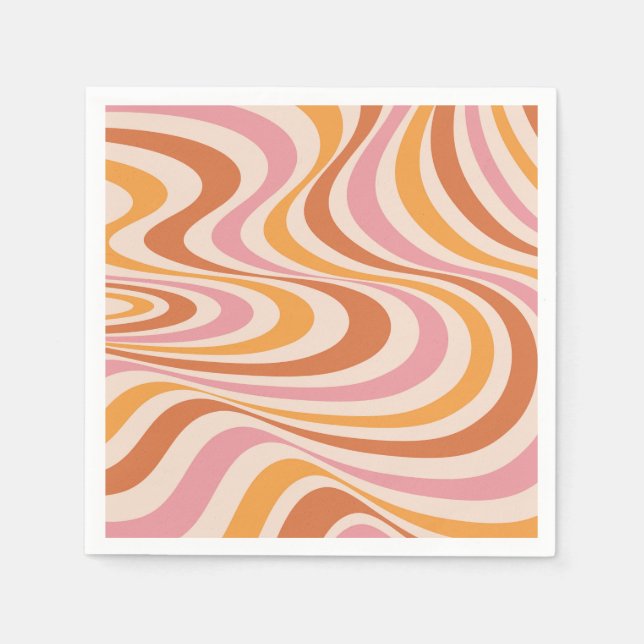 Rosa und orange abstraktes Wirbeldesign Serviette (Vorderseite)
