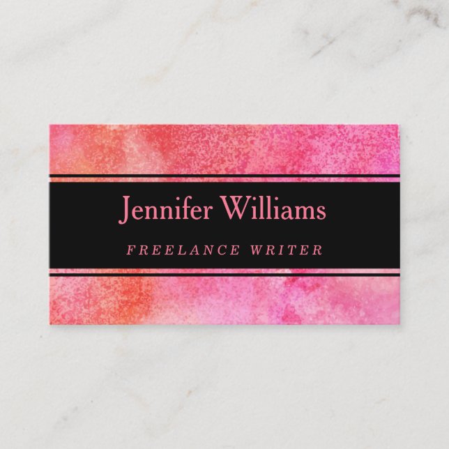 Rosa und orange Aquarell-Visitenkarte Visitenkarte (Vorderseite)