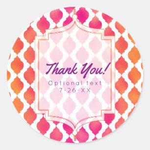 Rosa und Orange Arabische Marokkanische Glam Party Runder Aufkleber