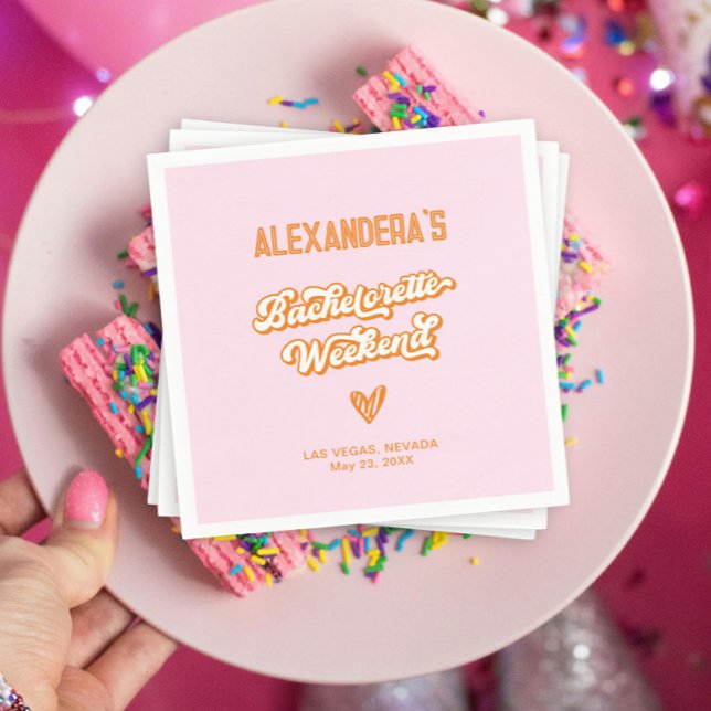 Rosa und Orange Beach Junggeselinnen-Abschied Serviette (Von Creator hochgeladen)