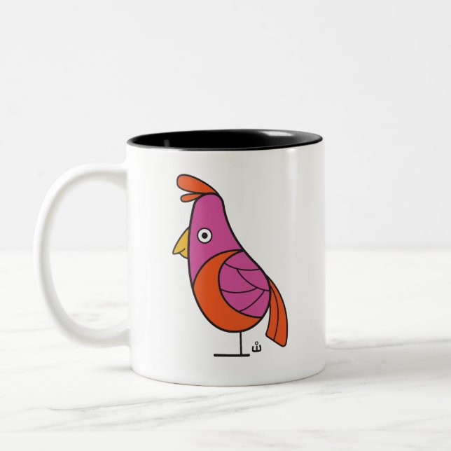 Rosa und Orange Bird Zweifarbige Tasse (Links)