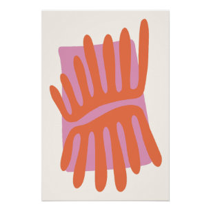Rosa und Orange Blätter Matisse Inspirierte Abstra Poster