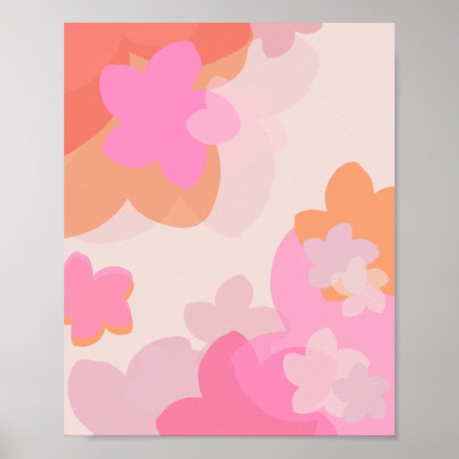 Rosa und orange Blume Collage Poster (Vorne)